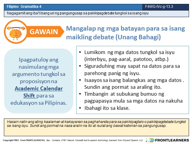 Frontlearners Filipino Gramatika 04: Filipino4_032_Gawain